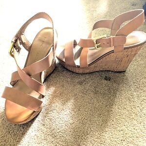 Franco Sarto tan wedge sandals